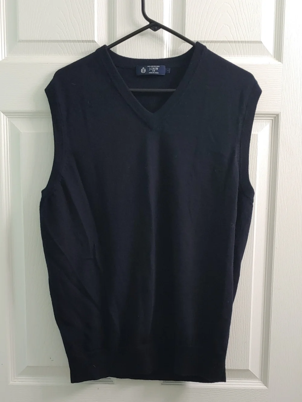 J. Crew Merino 100% Wool Sweater Vest Men’s L Navy Blue V-Neck